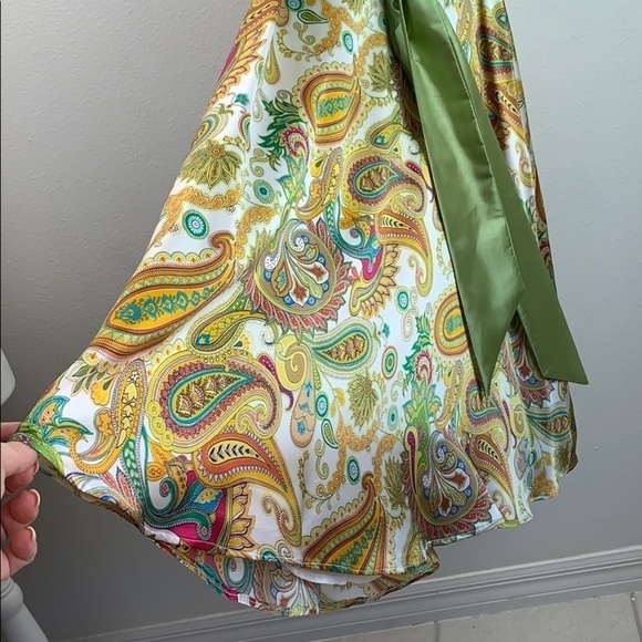 Winter Park boutique bespoke silk paisley fit & flare wedding, brunch dress EUC - Picture 4 of 8
